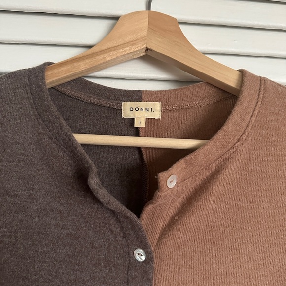 DONNI Duo Sweater Cardigan Carmel/Chocolate - Picture 4 of 8